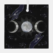 Creëer Uw eigen mystieke zilveren drievoudige Moon Glas Ornament (Achterkant)
