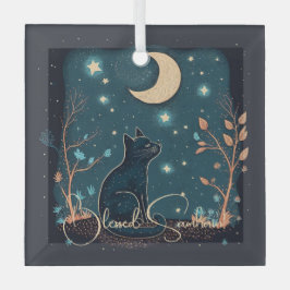 Creëer Uw eigen mystieke zwarte kat & wilde bloeme Glas Ornament
