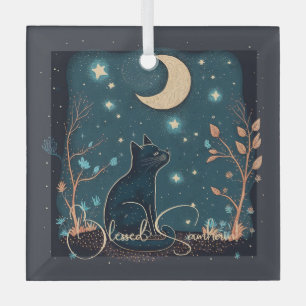 Creëer Uw eigen mystieke zwarte kat & wilde bloeme Glas Ornament