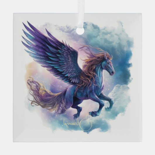 Creëer Uw eigen mythische Pegasus Glas Ornament (Achterkant)