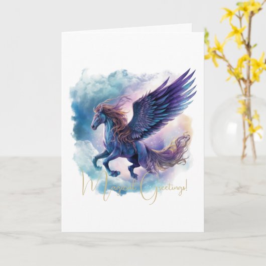 Creëer Uw eigen mythische Pegasus Kaart (Gele Bloem)