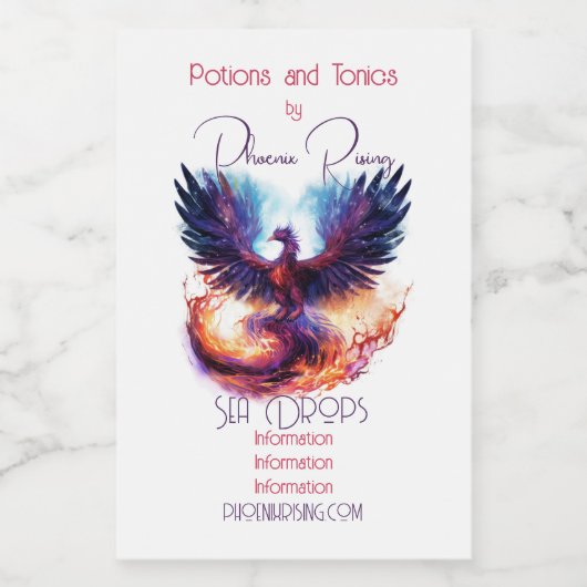 Creëer Uw eigen Mythische Phoenix Firebird Voedselcontainer Etiket (Enkel label)