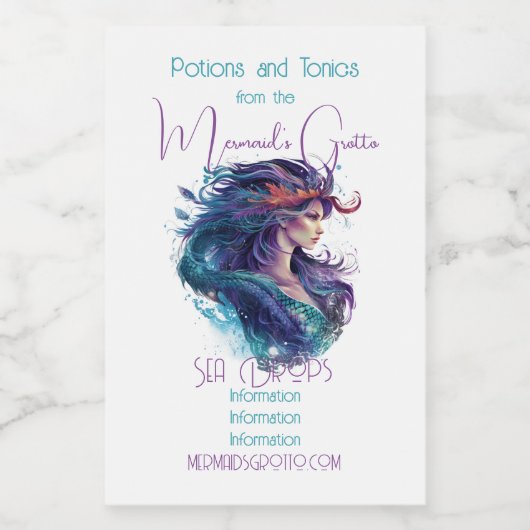 Creëer Uw eigen mythische sirene zeemeermin Voedselcontainer Etiket (Enkel label)