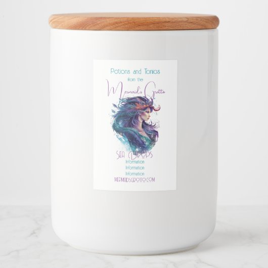 Creëer Uw eigen mythische sirene zeemeermin Voedselcontainer Etiket (Voorkant)