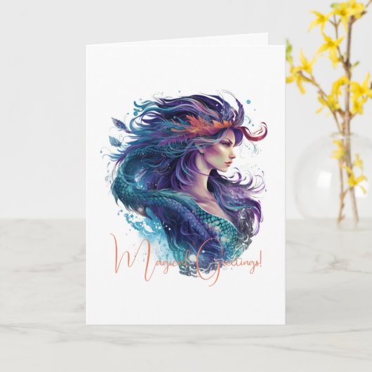 Creëer Uw eigen mythische zeemeermin Kaart (Gele Bloem)