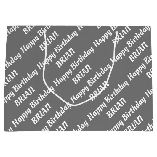 Creëer Uw eigen naam Birthday Large Gift Bag Groot Cadeauzakje (Voorkant)