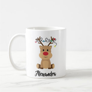 Creëer Uw eigen naam Funny Reindeer Christmas Koffiemok