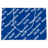Creëer Uw eigen naam Happy Hanukkah Large Gift Bag Groot Cadeauzakje (Voorkant)
