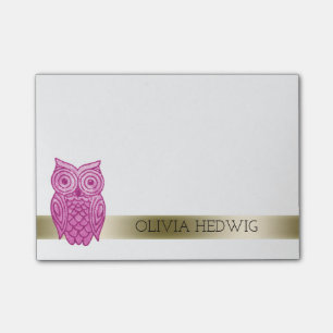 Creëer Uw eigen naam Kute roze Owl Personated Post-it® Notes