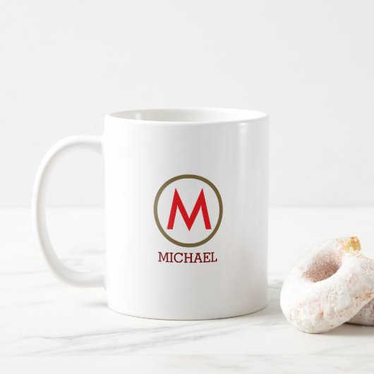 Creëer Uw eigen naam Monogram Rood Koffiemok (Met donut)