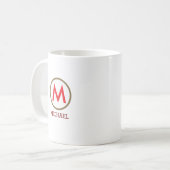 Creëer Uw eigen naam Monogram Rood Koffiemok (Voorkant links)