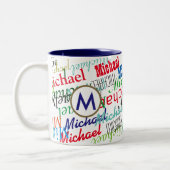 Creëer uw eigen naam patroonkleur tweekleurige koffiemok (Links)