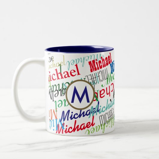 Creëer uw eigen naam patroonkleur tweekleurige koffiemok (Links)