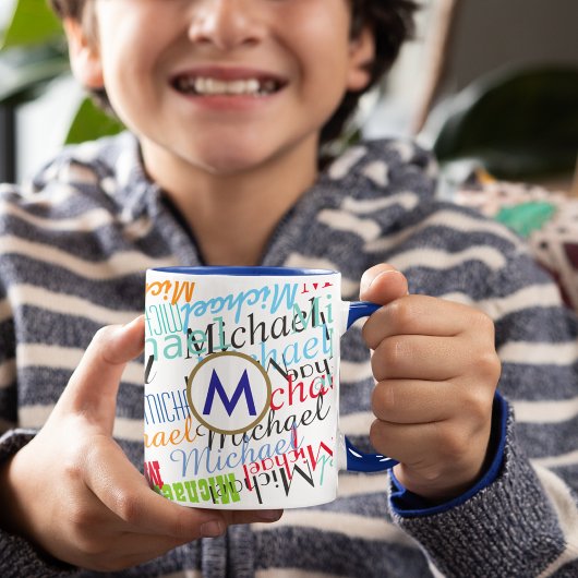 Creëer uw eigen naam patroonkleur tweekleurige koffiemok