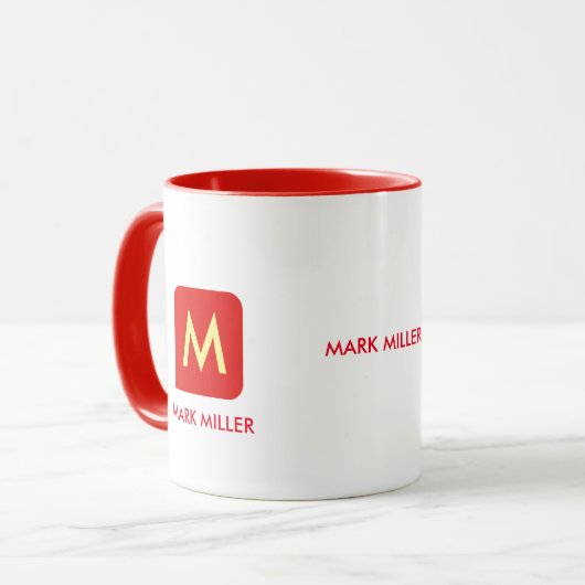 creëer uw eigen naam rode kleur mok (Voorkant links)