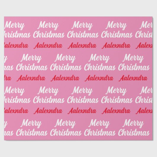 Creëer Uw eigen naam Roze Kerstmis Cadeaupapier (Vlak)