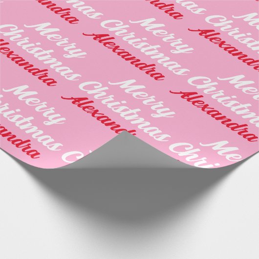 Creëer Uw eigen naam Roze Kerstmis Cadeaupapier (Hoek)