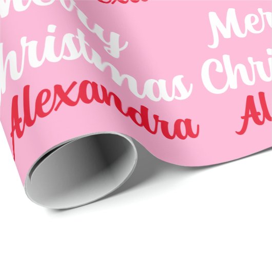 Creëer Uw eigen naam Roze Kerstmis Cadeaupapier (Rol Hoek)