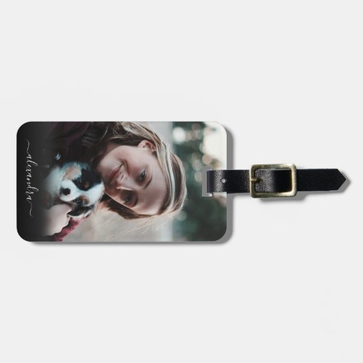 Creëer Uw eigen naam voor aangepaste fotomonogram Bagagelabel (Voorkant horizontaal)