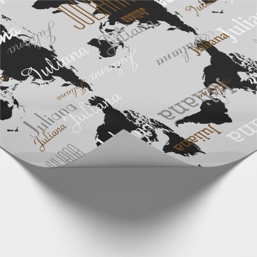 creëer uw eigen naampatroon. wereldkaarten cadeaupapier (Hoek)