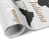 creëer uw eigen naampatroon. wereldkaarten cadeaupapier (Rol Hoek)