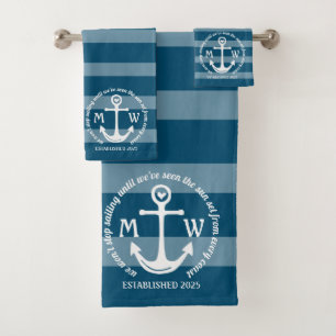 Creëer Uw eigen Nautical Anchor Heart Kastal Logo Bad Handdoek
