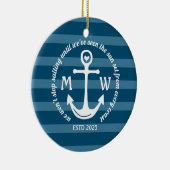 Creëer Uw eigen Nautical Anchor Heart Kastal Logo Keramisch Ornament (Rechts)