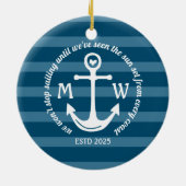 Creëer Uw eigen Nautical Anchor Heart Kastal Logo Keramisch Ornament (Achterkant)