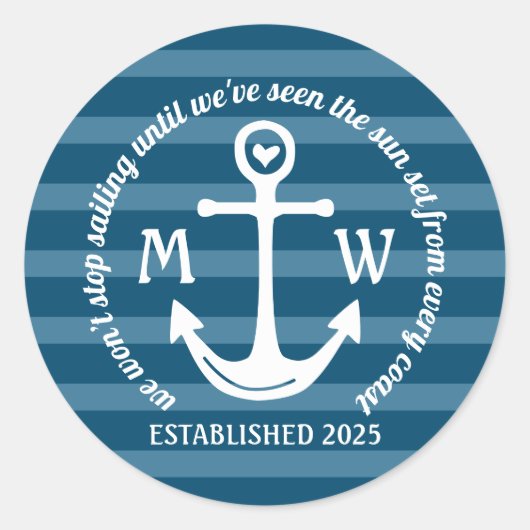 Creëer Uw eigen Nautical Anchor Heart Kastal Logo Ronde Sticker (Voorkant)