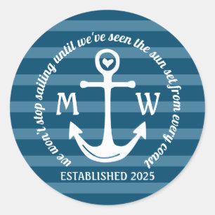 Creëer Uw eigen Nautical Anchor Heart Kastal Logo Ronde Sticker