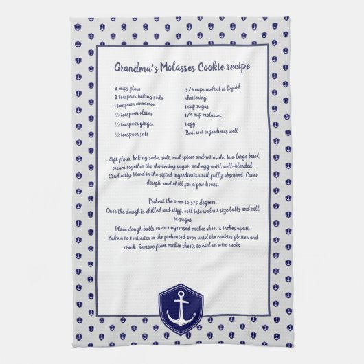 Creëer uw eigen Nautical Anchor Recipbe-keepomwill Theedoek (Verticaal)