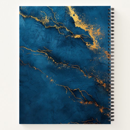 Creëer Uw Eigen Navy Blue & Gold Ripped Notitieboe Notitieboek (Achterkant)