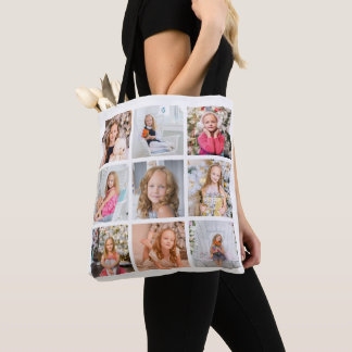 Creëer Uw Eigen Negen Fotocollage Canvas tas