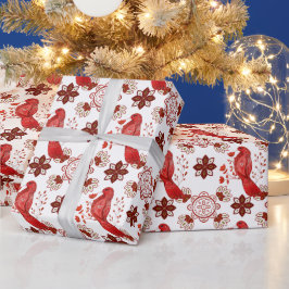 Creëer uw eigen Noordse rode kardinaal Cadeaupapier