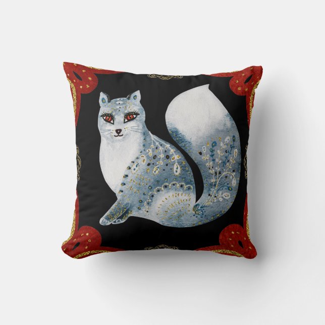 Creëer Uw eigen Nordic Blue Fox & Snowflakes Kussen (Voorkant)