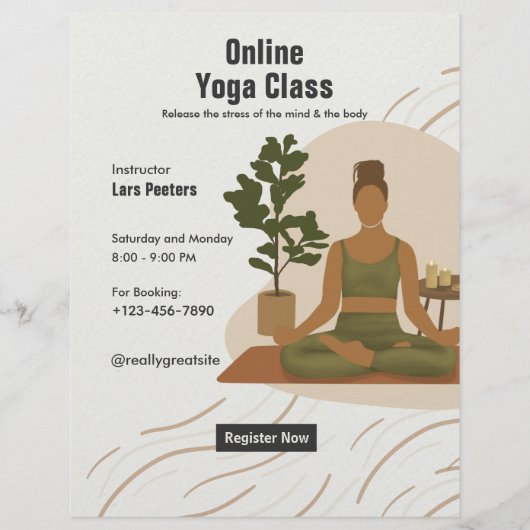 Creëer uw eigen online yogalessen flyer (Voorkant)