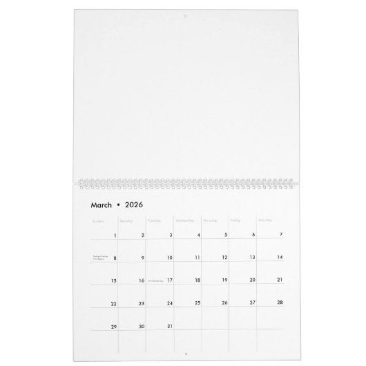 Creëer Uw eigen ontwerp Grote Engelse Amerikaanse Kalender (Mar 2026)