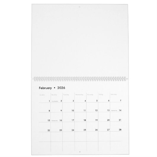 Creëer Uw eigen ontwerp Grote Engelse Amerikaanse  Kalender (Feb 2026)