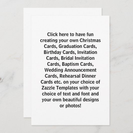 Creëer uw eigen ontwerp-Kaarten en -uitnodigingen Kaart (Voorkant / Achterkant)