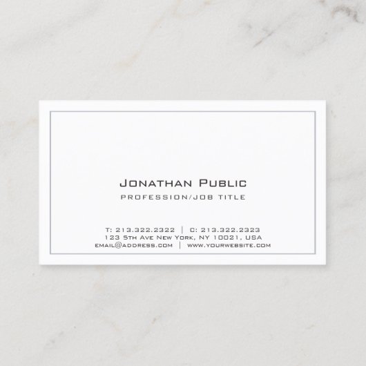 Creëer Uw eigen ontwerp Modern Elegant Plain Visitekaartje (Achterkant)