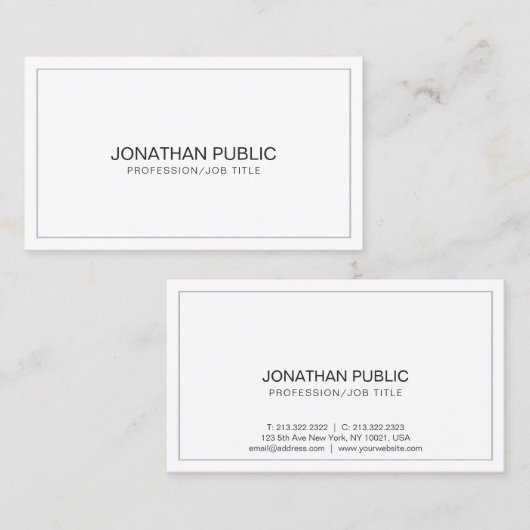 Creëer Uw Eigen Ontwerp Professionele Schone Vlakt Visitekaartje (Voorkant / Achterkant)