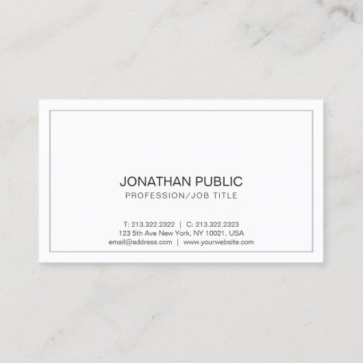 Creëer Uw Eigen Ontwerp Professionele Schone Vlakt Visitekaartje (Achterkant)