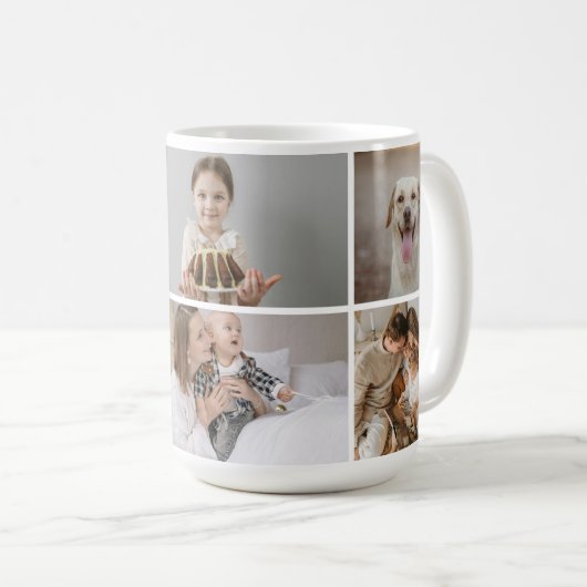 Creëer Uw eigen op maat gemaakte 5 foto gepersonal Koffiemok (Voorkant rechts)