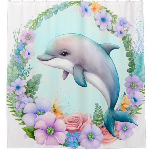 Creëer Uw eigen op maat gemaakte dolfijnen ontwerp Douchegordijn (Voorkant)