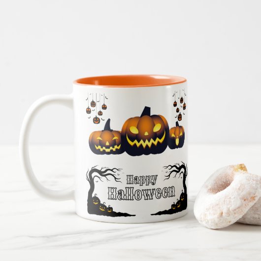 Creëer uw eigen Oranje Happy Halloween Mok (Met donut)