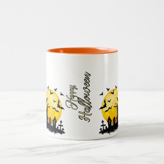 Creëer uw eigen Oranje Happy Halloween Mok (Center)