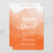 Creëer uw eigen Oranje Waterverf Ombre bruiloft Kaart (Voorkant / Achterkant)