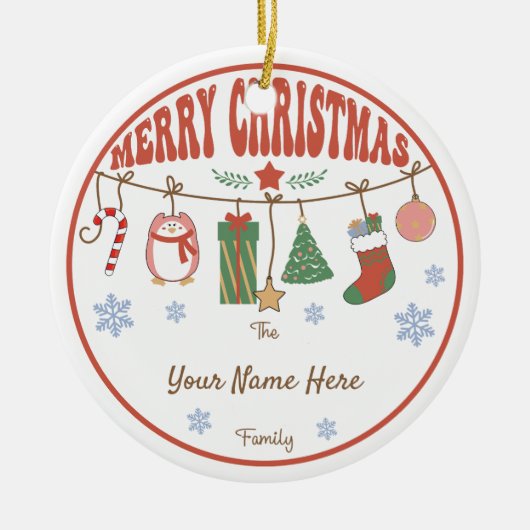 Creëer Uw Eigen Ornamenten Naam & Jaar Kerstmis (Voorkant)