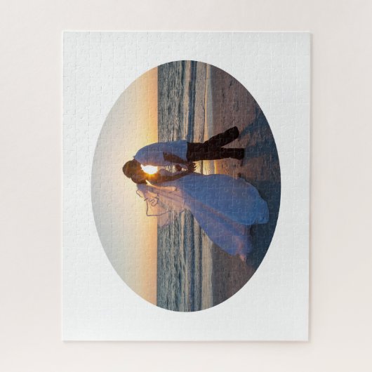 Creëer uw eigen ovale vorm bruiloft 20x16 legpuzzel (Verticaal)