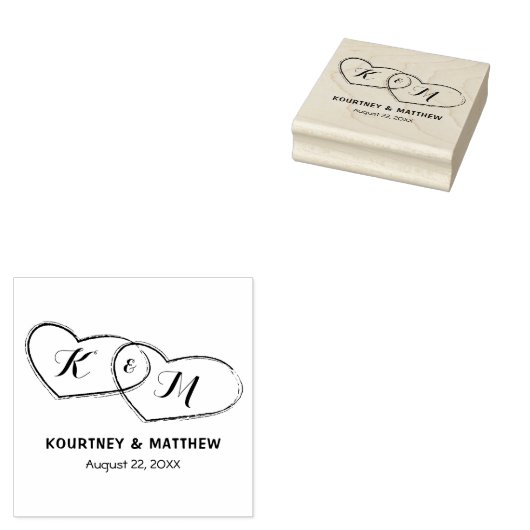 Creëer Uw eigen paar harten bruiloft Rubberstempel (Gestempeld)